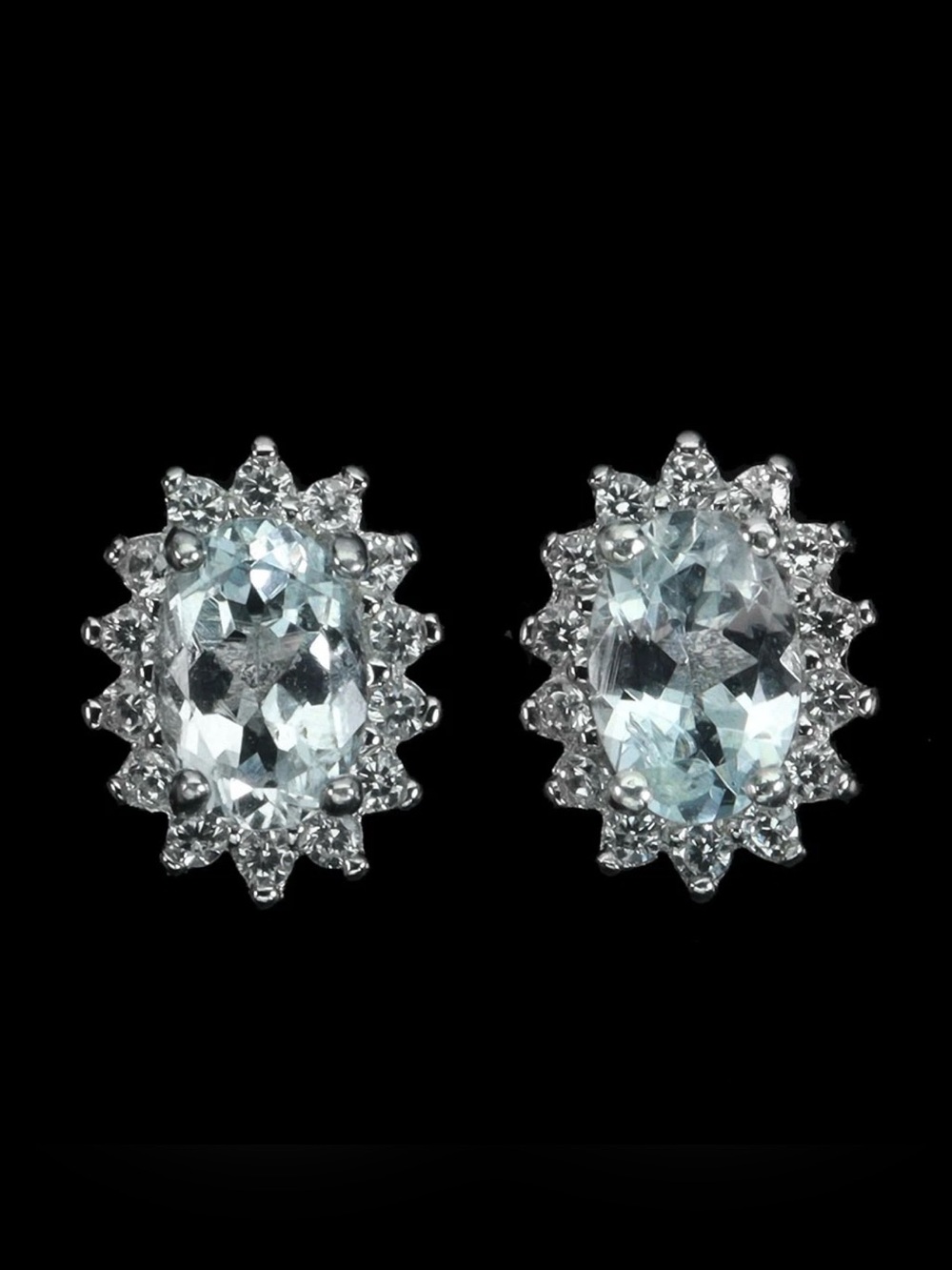 925 Sterling Silver Earrings Oval Aquamarine 6x4mm Natural Gemstone Jewelry